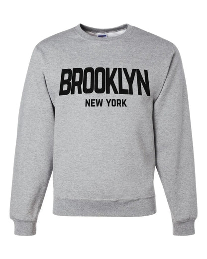Brooklyn New York Retro Design Custom Crewneck Sweatshirt Heather Gray