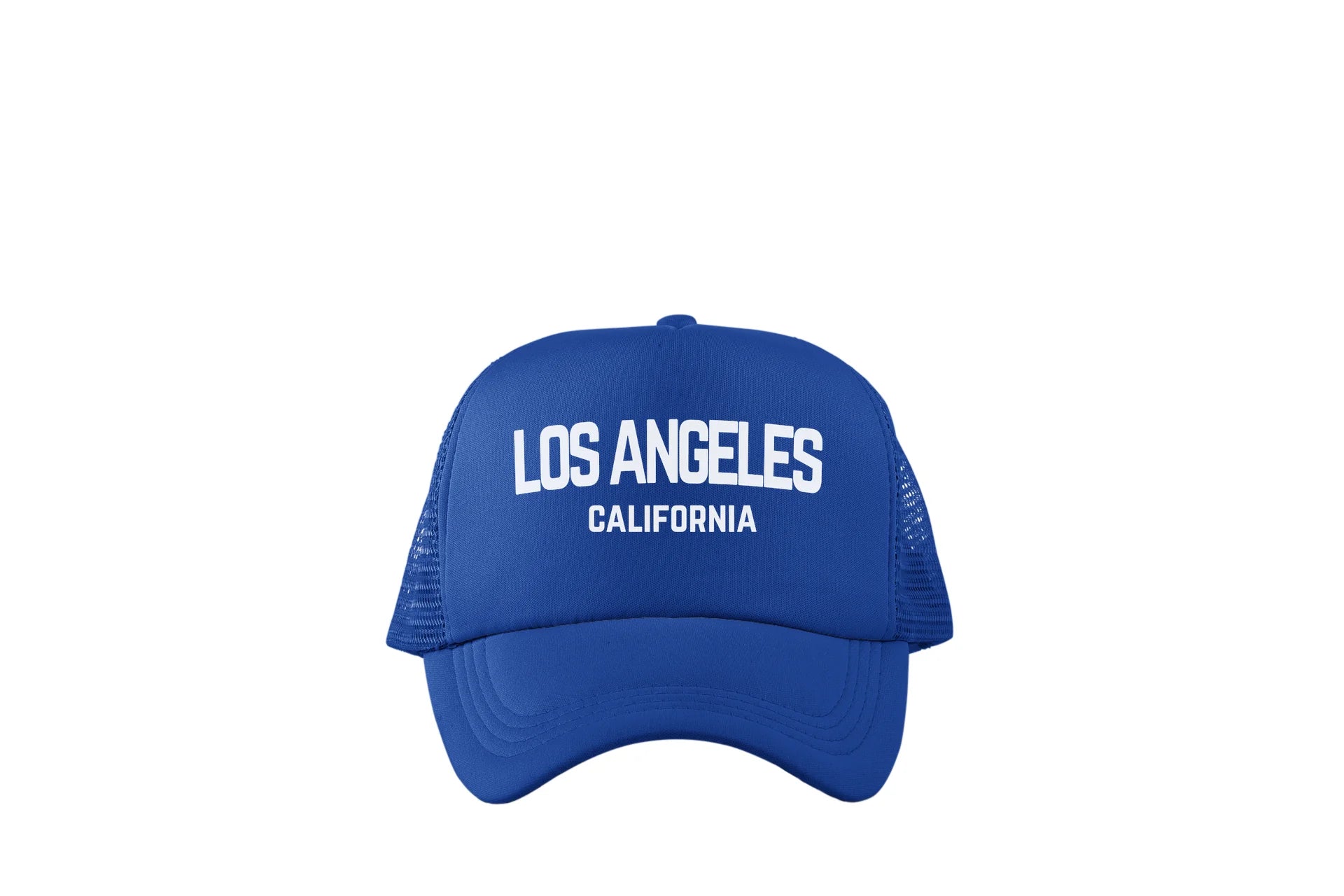 Los Angeles California White Retro Design Trucker Baseball Hat Navy