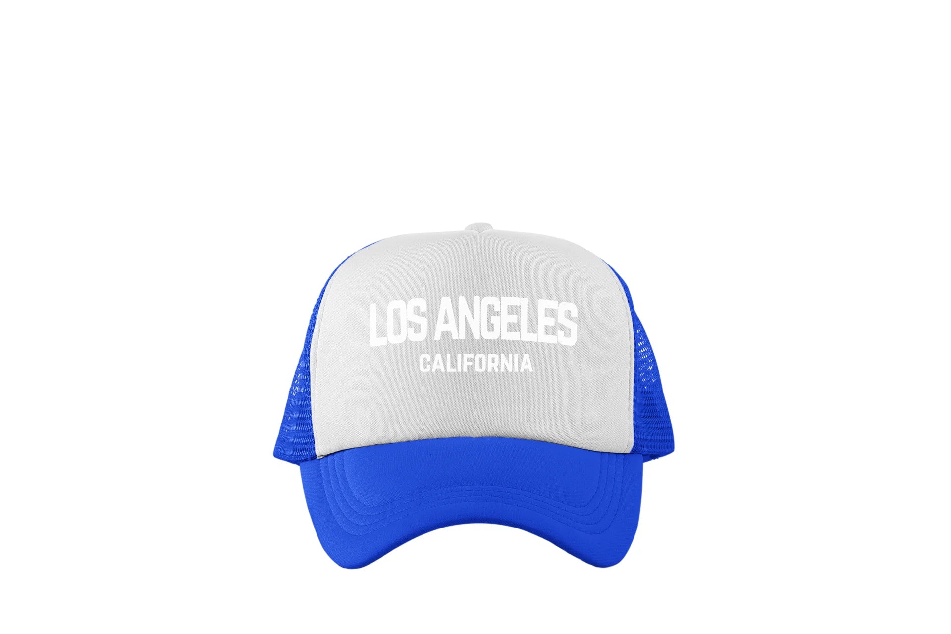 Los Angeles California White Retro Design Trucker Baseball Hat White/Royal