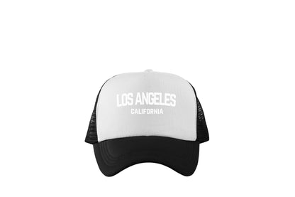 Los Angeles California White Retro Design Trucker Baseball Hat White/Black