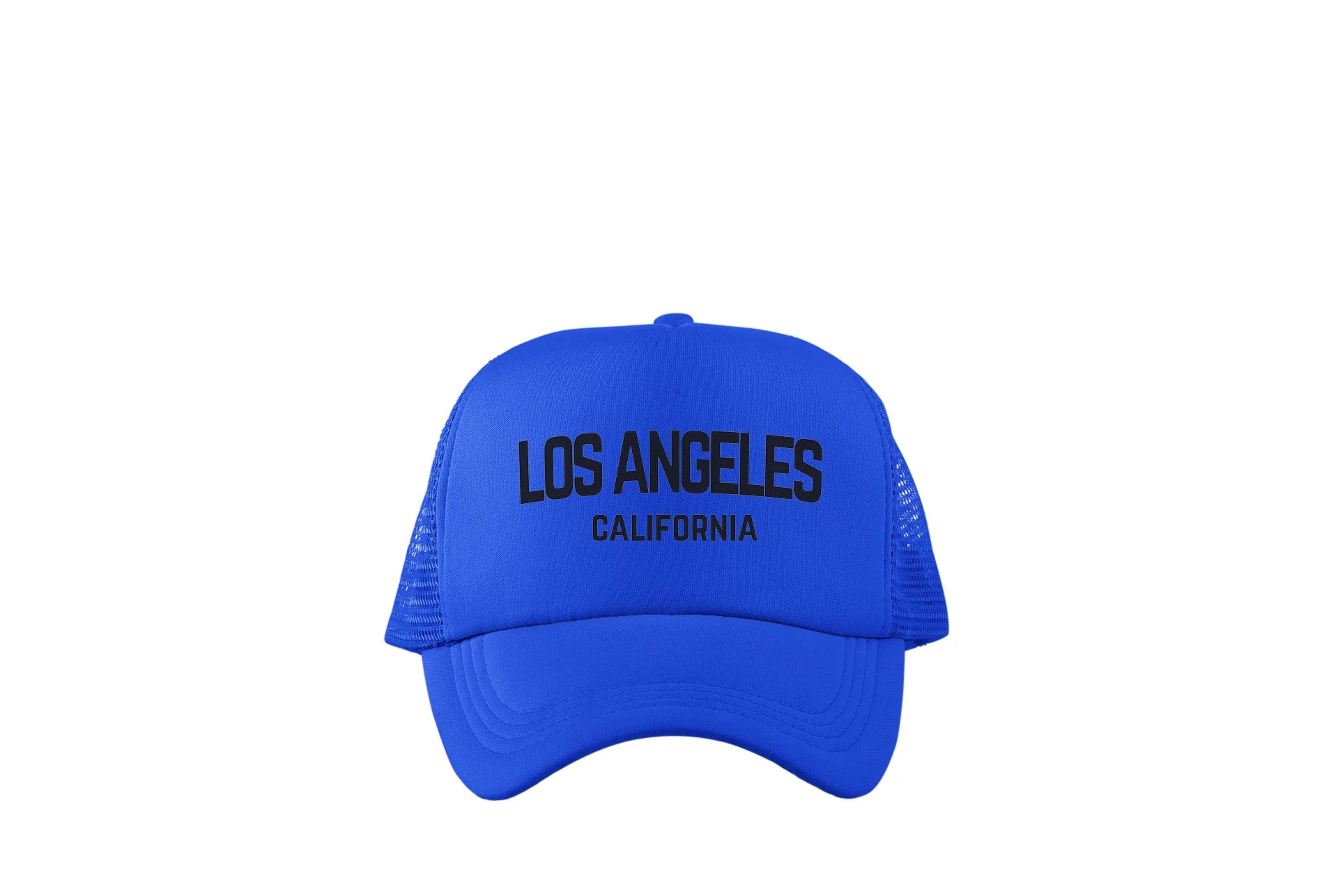 Los Angeles California Retro Black Design Trucker Baseball Hat Royal Blue