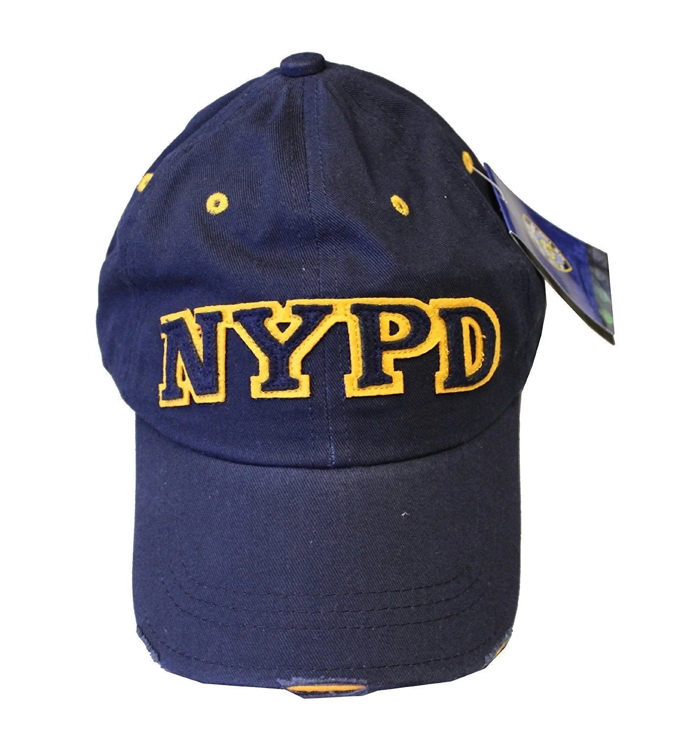 Men's NYPD Baseball Hats / All Styles / Officially Licensed Caps (Black & White, Distressed) - NYC Factory