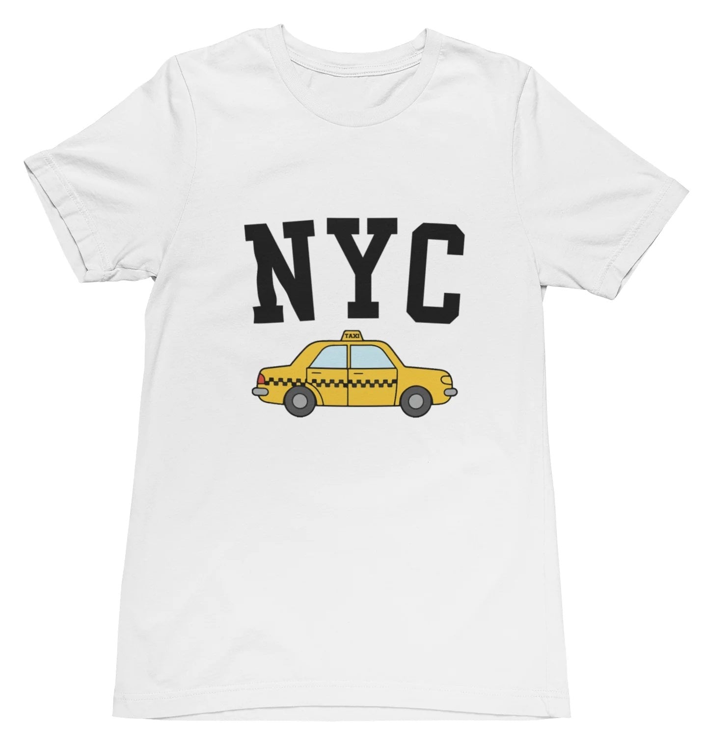 Ladies White t-shirt with 'NYC' and taxi graphic Womens tee