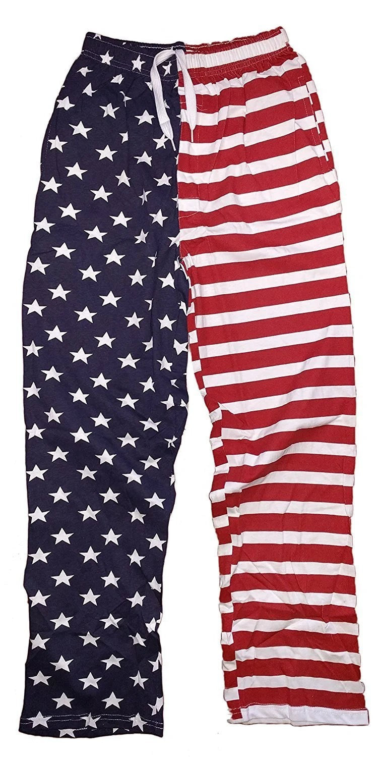 NYC FACTORY USA Flag Lounge Pants Pajama Bottoms Pride America Patriot Mens Ladies (Large) - NYC Factory