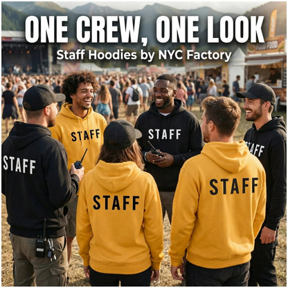 NYC FACTORY Mens EVENT STAFF Cotton Fleece Pullover Hoodie Sweatshirt - NYC Factory