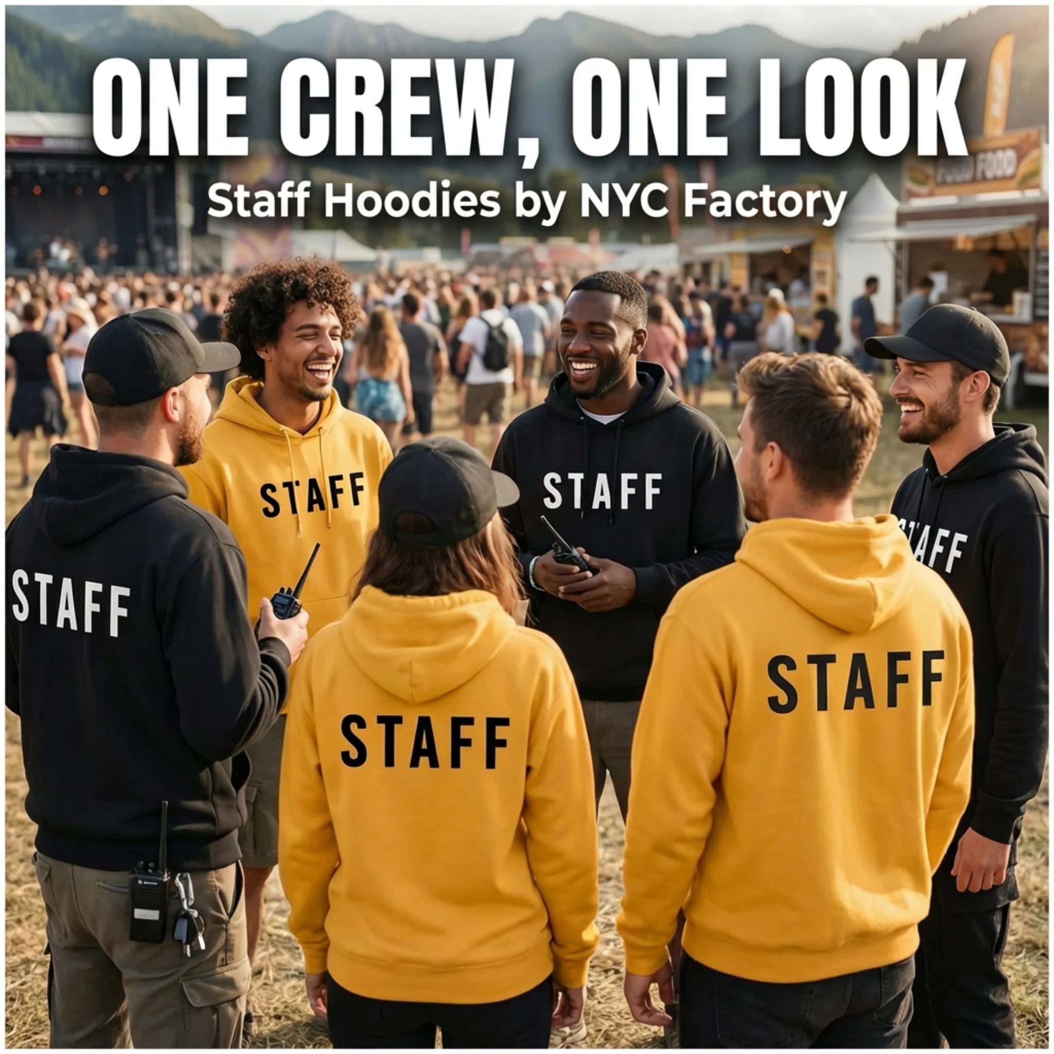 NYC FACTORY Mens EVENT STAFF Cotton Fleece Pullover Hoodie Sweatshirt - NYC Factory