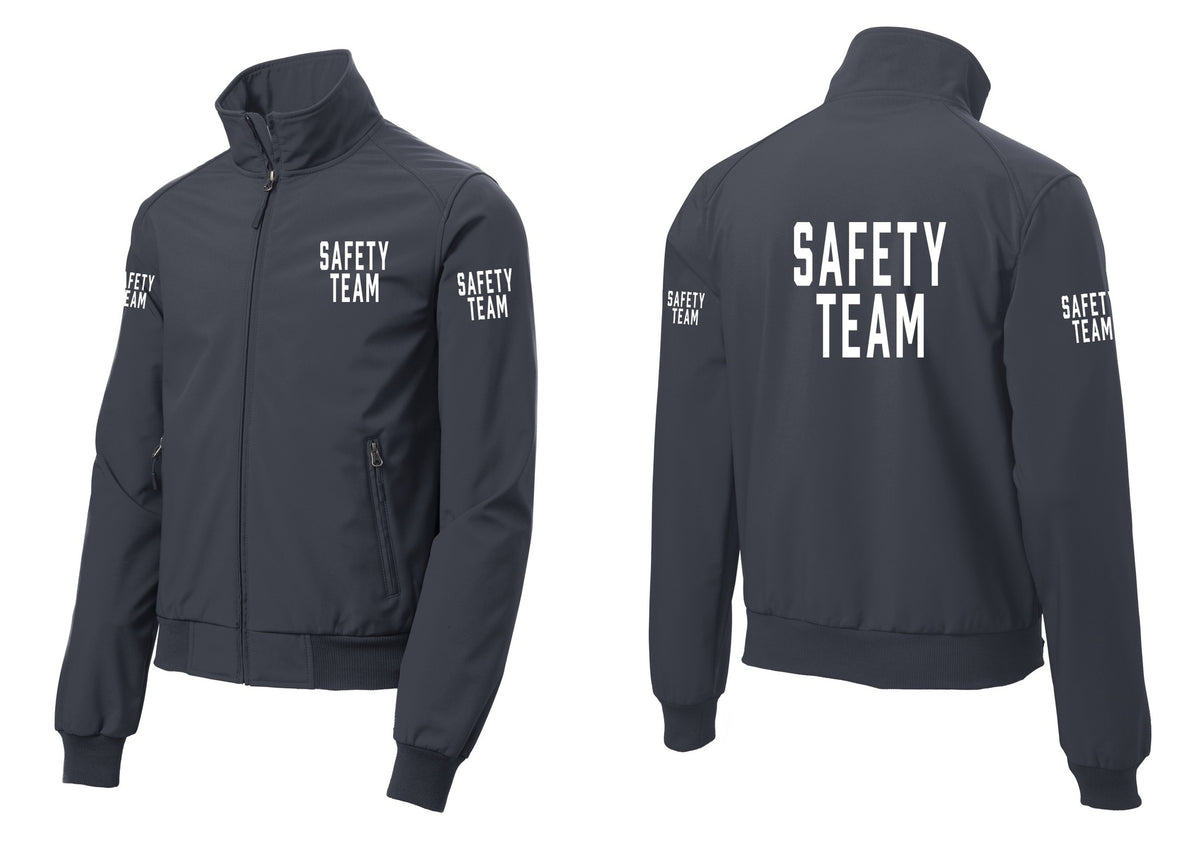 NYC Factory Safety Team Soft Shell Bomber Jacket (Classic) - Chest + Back + Safety Team Sleeves - Battleship Grey