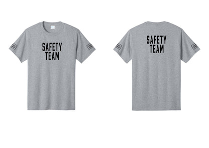 NYC Factory Custom Logo Safety Team T-Shirt for Events, Venues & Volunteers (Classic) - Front + Back + Your Logo Sleeves - Athletic Heather