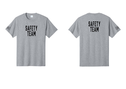 NYC Factory Custom Logo Safety Team T-Shirt for Events, Venues & Volunteers (Classic) - Front + Back + Your Logo Sleeve - Athletic Heather