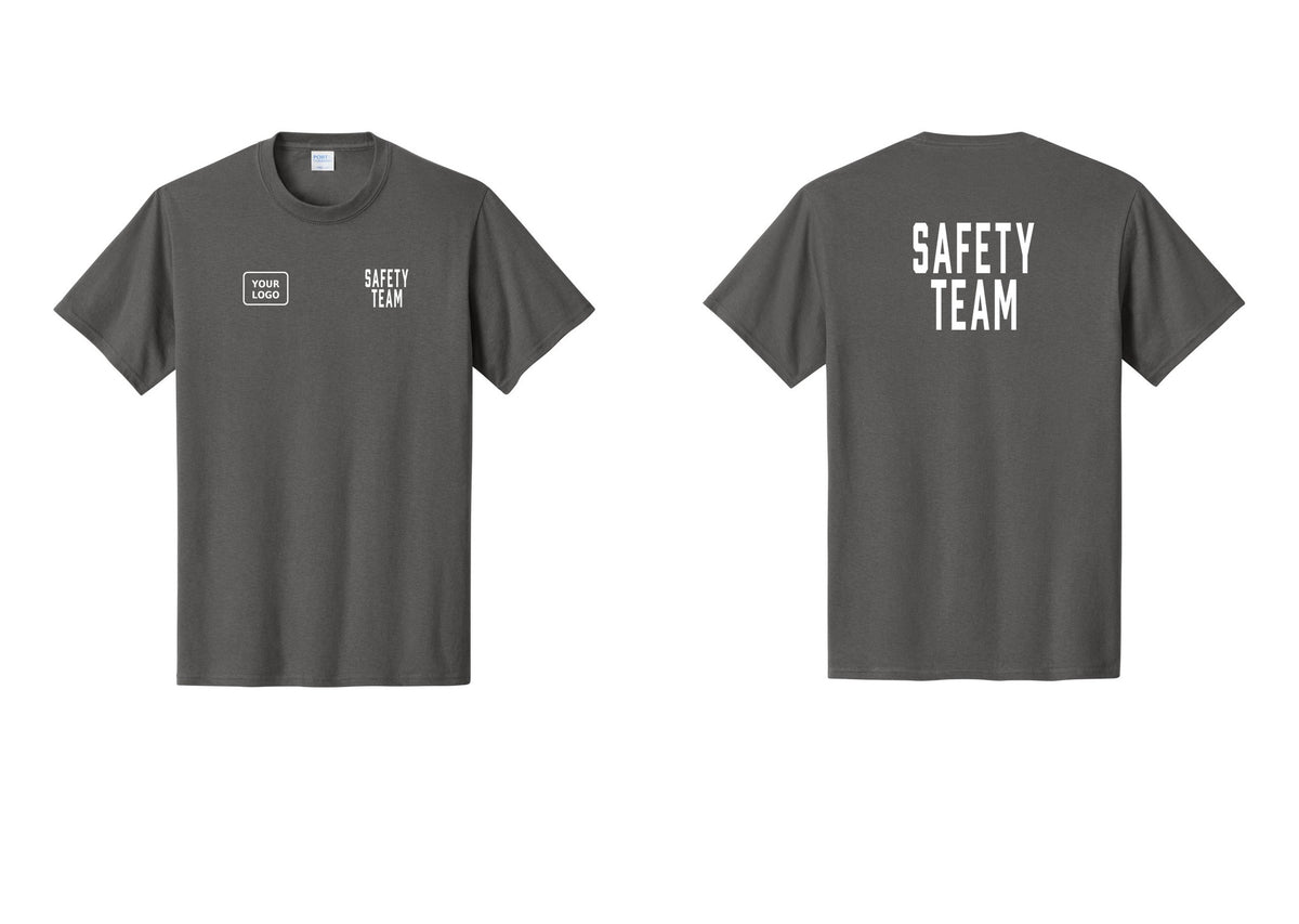 NYC Factory Custom Logo Safety Team T-Shirt for Events, Venues & Volunteers (Classic) - SAFETY TEAM + Your Logo + Back - Charcoal
