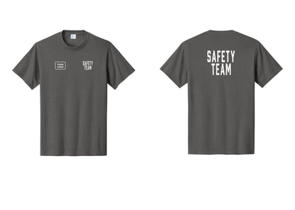 NYC Factory Custom Logo Safety Team T-Shirt for Events, Venues & Volunteers (Classic) - SAFETY TEAM + Your Logo + Back - Charcoal