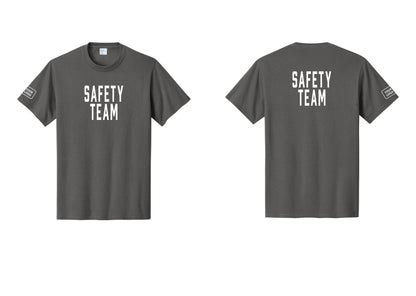 NYC Factory Custom Logo Safety Team T-Shirt for Events, Venues & Volunteers (Classic) - Front + Back + Your Logo Sleeve - Charcoal