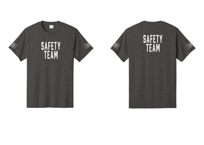 NYC Factory Custom Logo Safety Team T-Shirt for Events, Venues & Volunteers (Classic) - Front + Back + Your Logo Sleeves - Dark Heather Grey