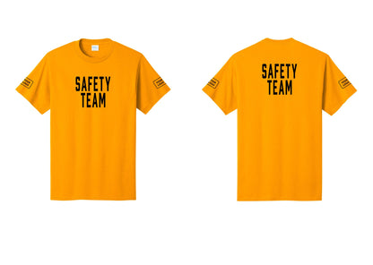 NYC Factory Custom Logo Safety Team T-Shirt for Events, Venues & Volunteers (Classic) - Front + Back + Your Logo Sleeves - Gold