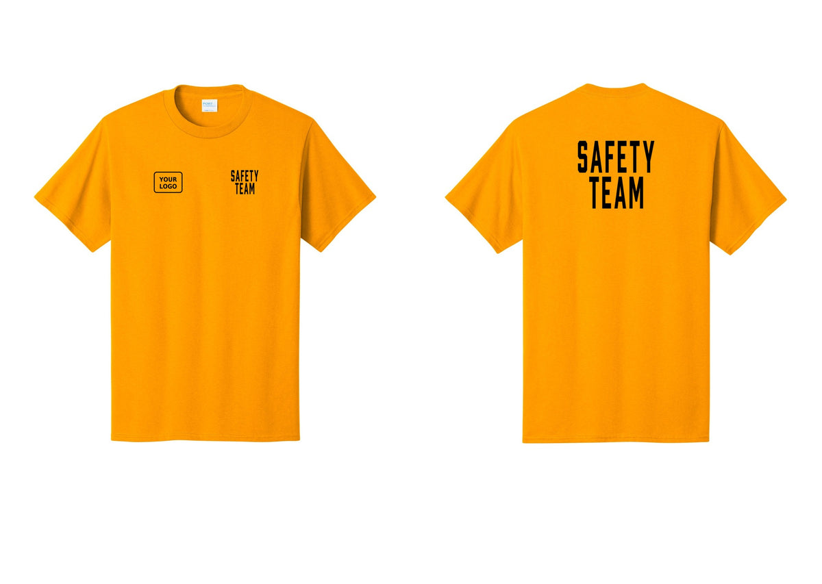 NYC Factory Custom Logo Safety Team T-Shirt for Events, Venues & Volunteers (Classic) - SAFETY TEAM + Your Logo + Back - Gold