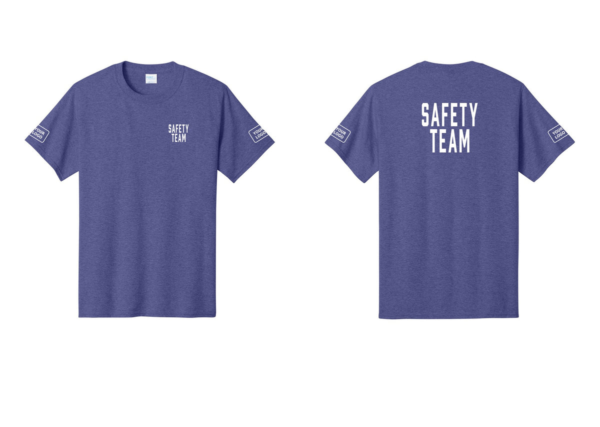 NYC Factory Custom Logo Safety Team T-Shirt for Events, Venues & Volunteers (Classic) - Chest + Back + Your Logo Sleeves - Heather Purple