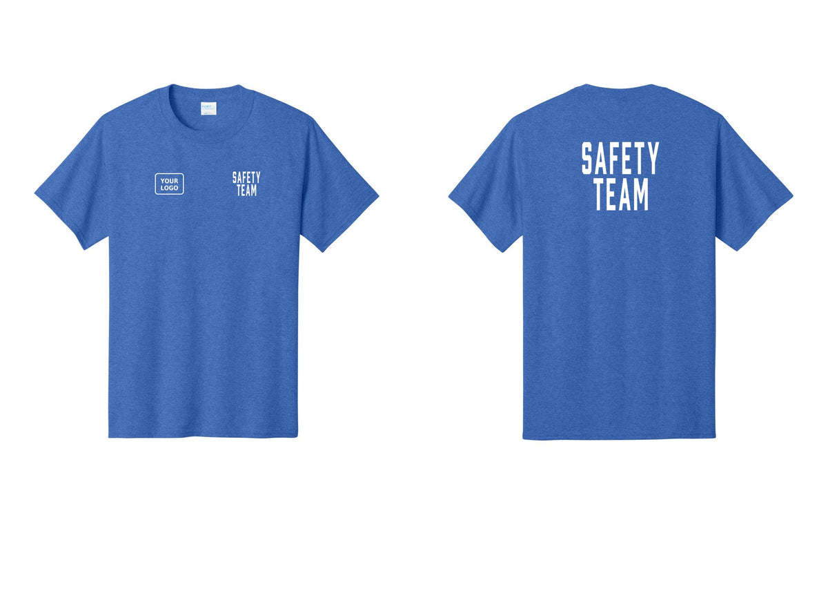 NYC Factory Custom Logo Safety Team T-Shirt for Events, Venues & Volunteers (Classic) - SAFETY TEAM + Your Logo + Back - Heather Royal