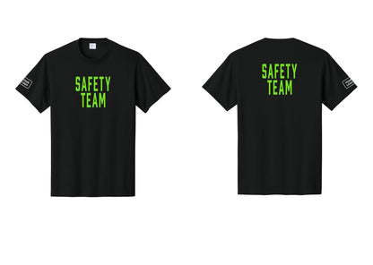 NYC Factory Custom Logo Safety Team T-Shirt for Events, Venues & Volunteers (Classic) - Front + Back + Your Logo Sleeve - Black / Neon