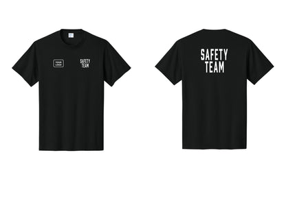 NYC Factory Custom Logo Safety Team T-Shirt for Events, Venues & Volunteers (Classic) - SAFETY TEAM + Your Logo + Back - Black