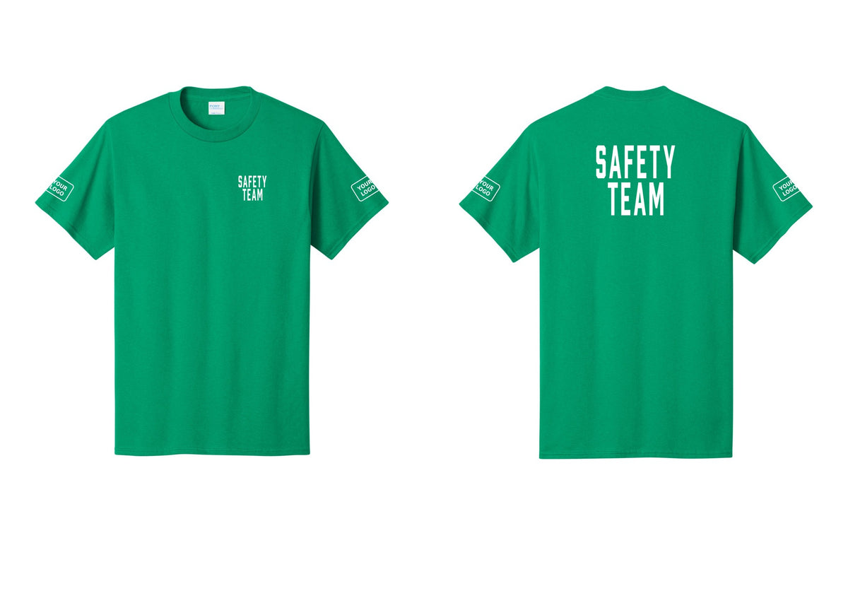 NYC Factory Custom Logo Safety Team T-Shirt for Events, Venues & Volunteers (Classic) - Chest + Back + Your Logo Sleeves - Kelly