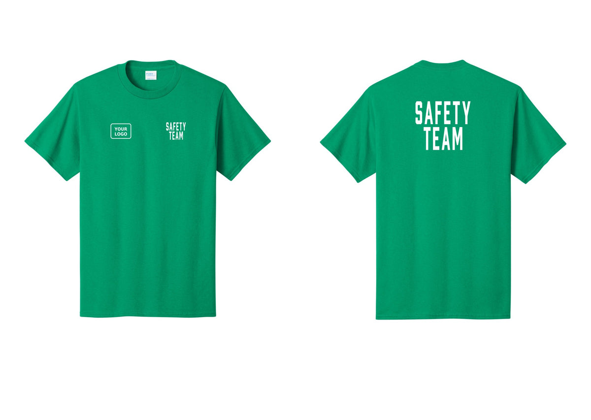 NYC Factory Custom Logo Safety Team T-Shirt for Events, Venues & Volunteers (Classic) - SAFETY TEAM + Your Logo + Back - Kelly