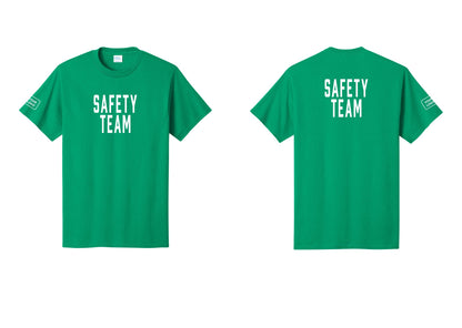 NYC Factory Custom Logo Safety Team T-Shirt for Events, Venues & Volunteers (Classic) - Front + Back + Your Logo Sleeve - Kelly