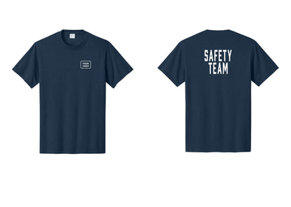 NYC Factory Custom Logo Safety Team T-Shirt for Events, Venues & Volunteers (Classic) - Your Logo + Back - Navy