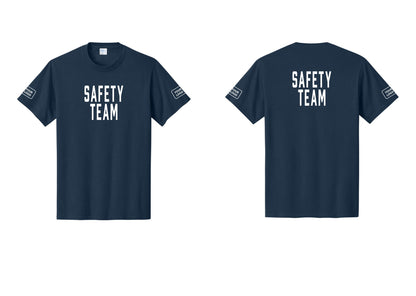 NYC Factory Custom Logo Safety Team T-Shirt for Events, Venues & Volunteers (Classic) - Front + Back + Your Logo Sleeves - Navy