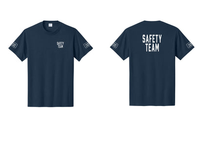 NYC Factory Custom Logo Safety Team T-Shirt for Events, Venues & Volunteers (Classic) - Chest + Back + Your Logo Sleeves - Navy