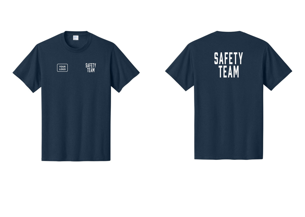 NYC Factory Custom Logo Safety Team T-Shirt for Events, Venues & Volunteers (Classic) - SAFETY TEAM + Your Logo + Back - Navy
