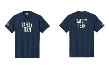 NYC Factory Custom Logo Safety Team T-Shirt for Events, Venues & Volunteers (Classic) - Front + Back + Your Logo Sleeve - Navy
