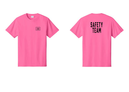 NYC Factory Custom Logo Safety Team T-Shirt for Events, Venues & Volunteers (Classic) - Your Logo + Back - Neon Pink