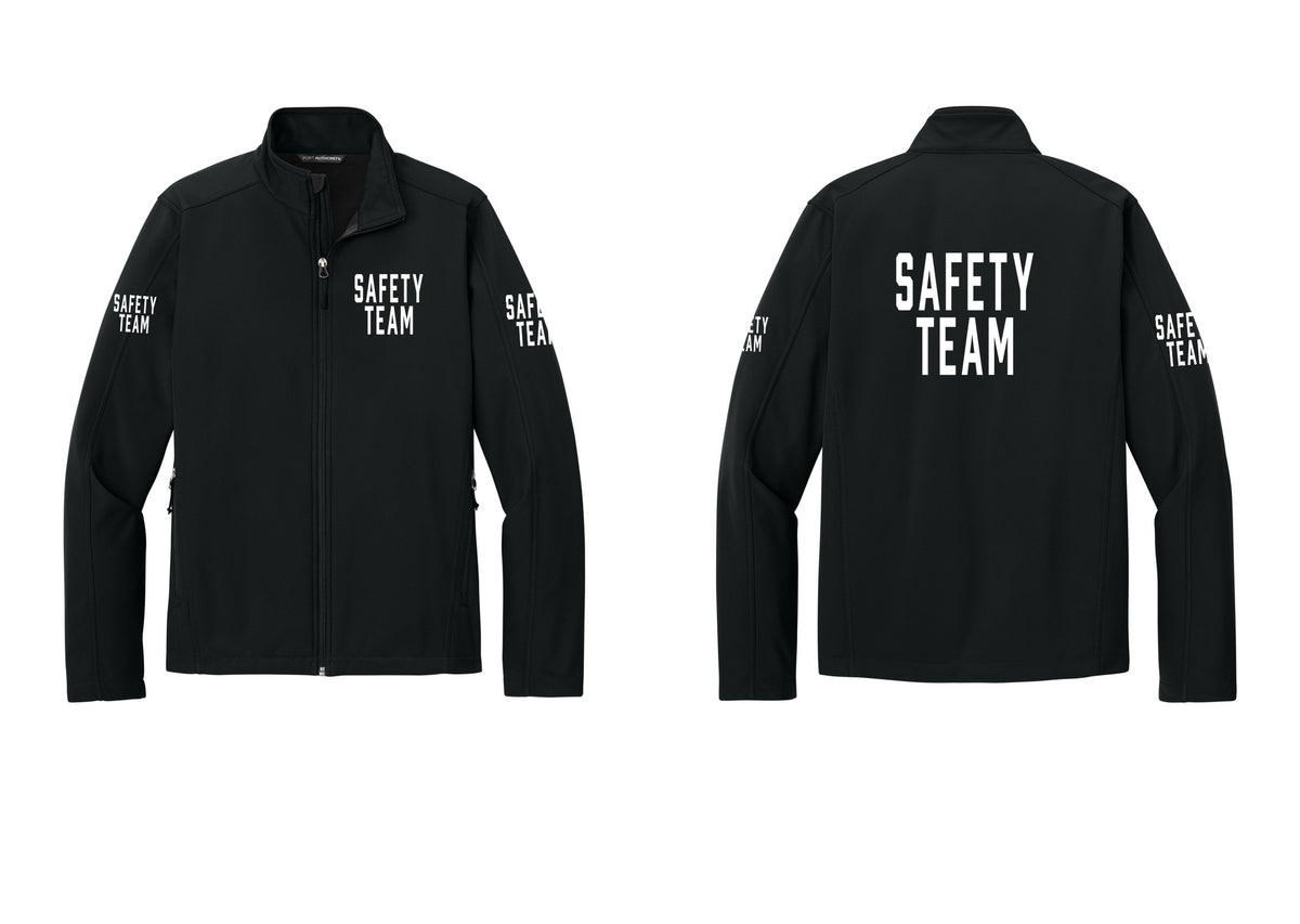 NYC Factory Safety Team Soft Shell Jacket (Classic) - Chest + Back + Safety Team Sleeves - Black