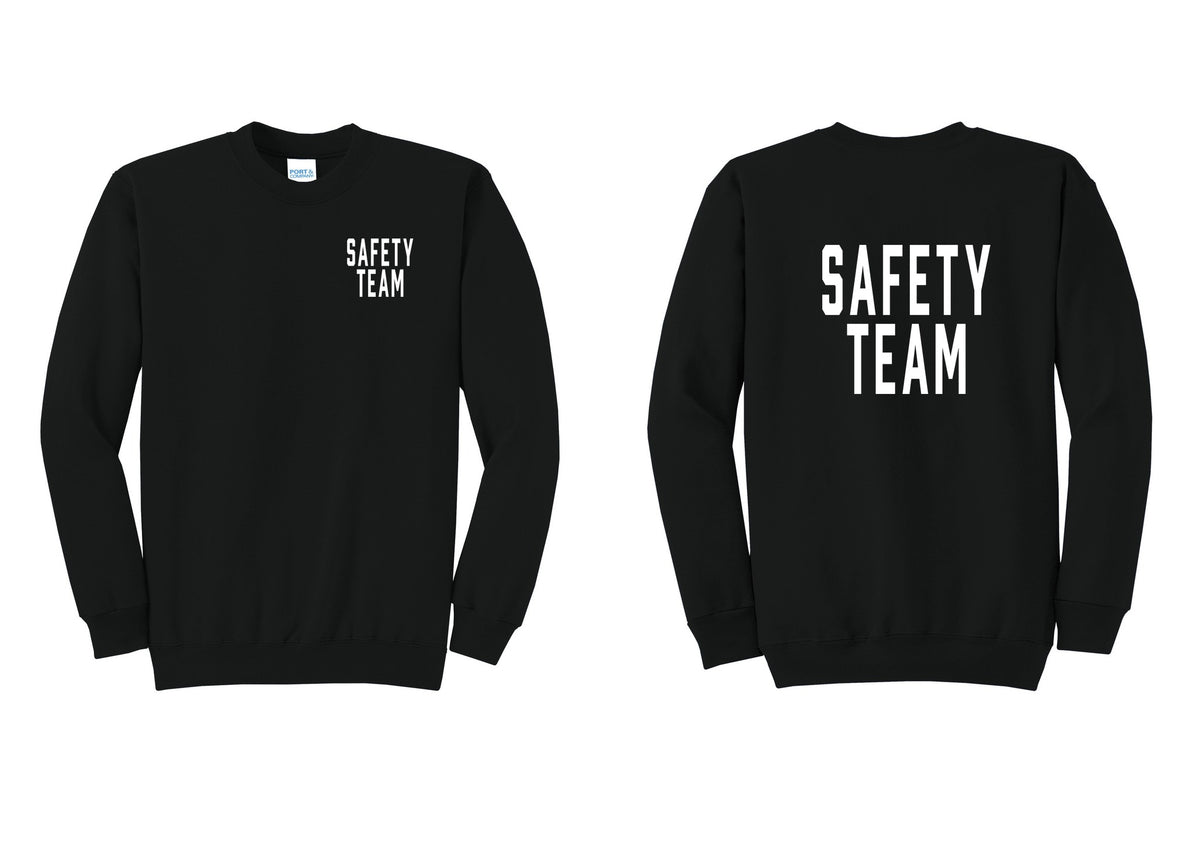 NYC Factory Safety Team Cotton Fleece Crewneck Sweatshirt (Classic) - Chest + Back - Black