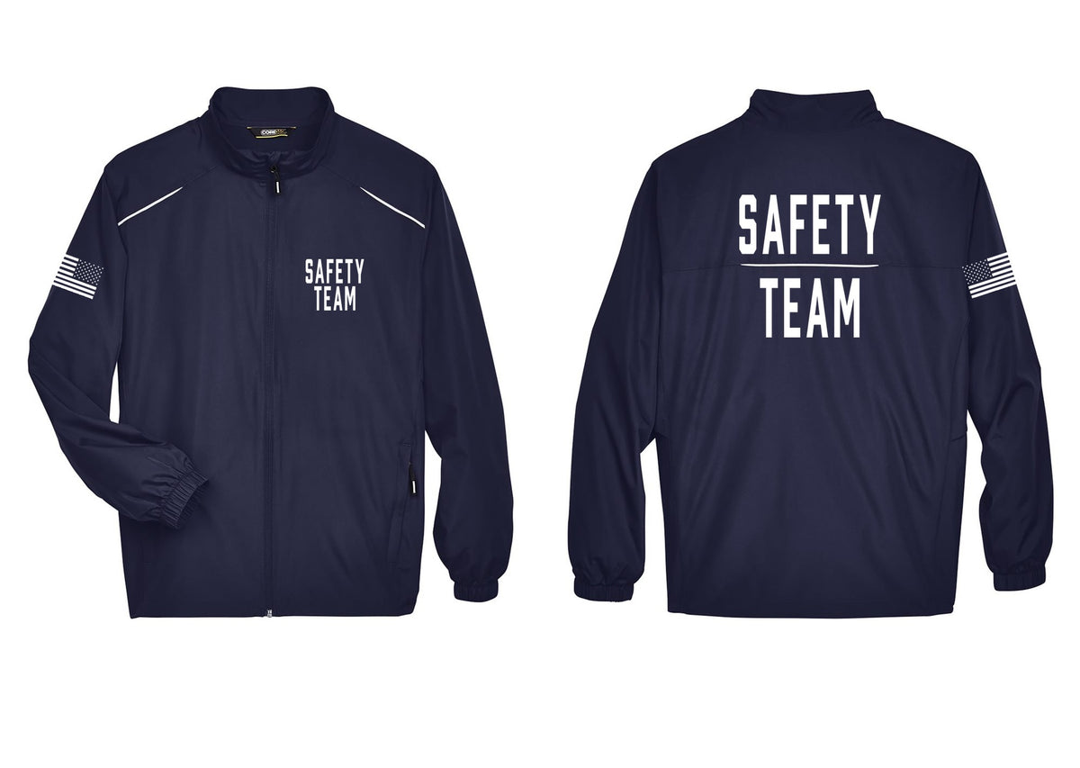 NYC Factory Safety Team Reflective Lightweight Jacket (Classic) - Chest + Back + US Flag Sleeve - Classic Navy