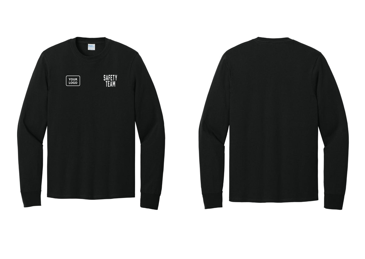 NYC Factory Custom Logo Safety Team Cotton Long Sleeve T-Shirt (Classic) - SAFETY TEAM + Your Logo - Black