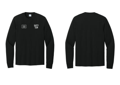 NYC Factory Custom Logo Safety Team Cotton Long Sleeve T-Shirt (Classic) - SAFETY TEAM + Your Logo - Black