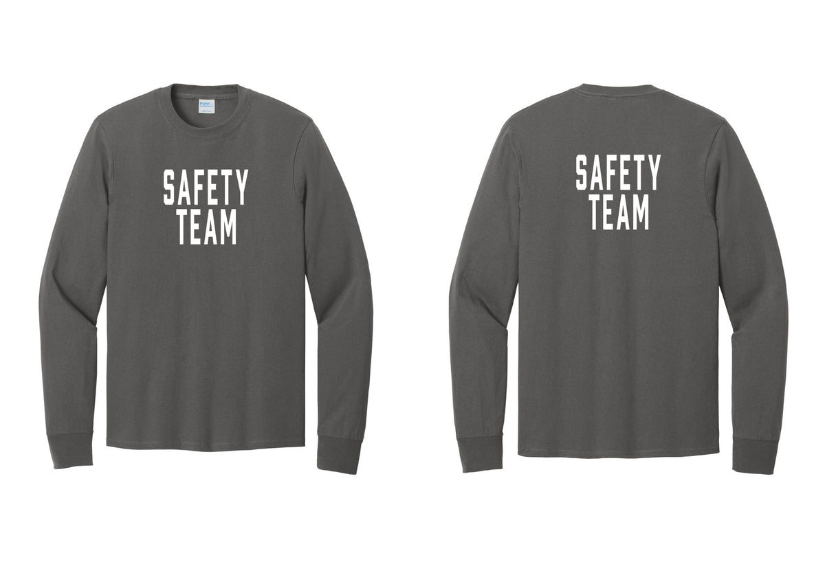 NYC Factory Safety Team Cotton Long Sleeve T-Shirt (Classic) - Front + Back - Charcoal