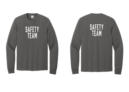NYC Factory Safety Team Cotton Long Sleeve T-Shirt (Classic) - Front + Back - Charcoal