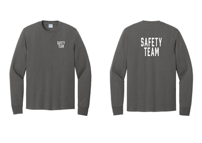 NYC Factory Safety Team Cotton Long Sleeve T-Shirt (Classic) - Chest + Back - Charcoal