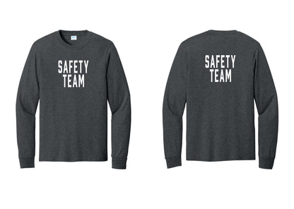 NYC Factory Safety Team Cotton Long Sleeve T-Shirt (Classic) - Front + Back - Dark Heather Grey