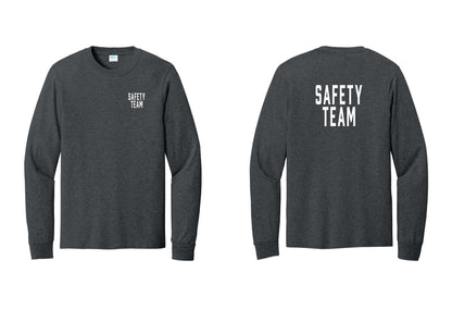 NYC Factory Safety Team Cotton Long Sleeve T-Shirt (Classic) - Chest + Back - Dark Heather Grey