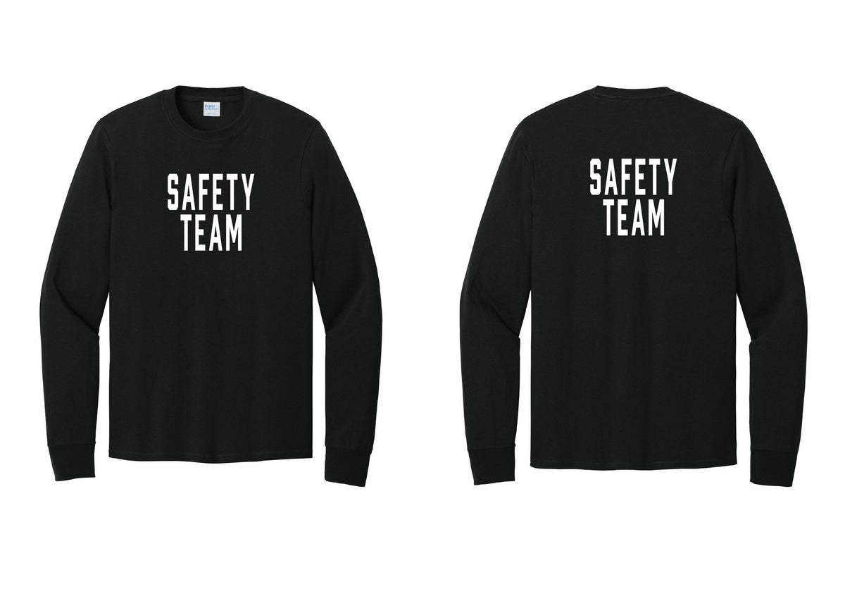 NYC Factory Safety Team Cotton Long Sleeve T-Shirt (Classic) - Front + Back - Black