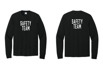 NYC Factory Safety Team Cotton Long Sleeve T-Shirt (Classic) - Front + Back - Black