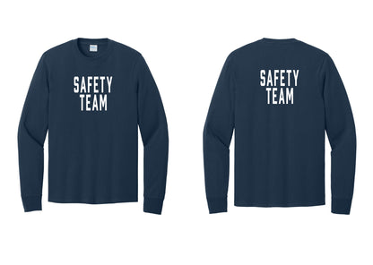 NYC Factory Safety Team Cotton Long Sleeve T-Shirt (Classic) - Front + Back - Navy