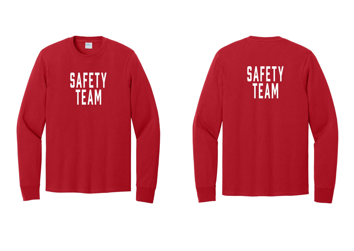 NYC Factory Safety Team Cotton Long Sleeve T-Shirt (Classic) - Front + Back - Red