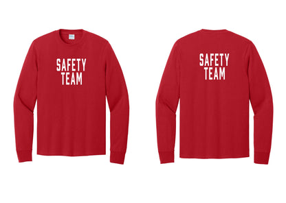 NYC Factory Safety Team Cotton Long Sleeve T-Shirt (Classic) - Front + Back - Red