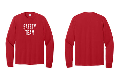 NYC Factory Safety Team Cotton Long Sleeve T-Shirt (Classic) - Front Only - Red