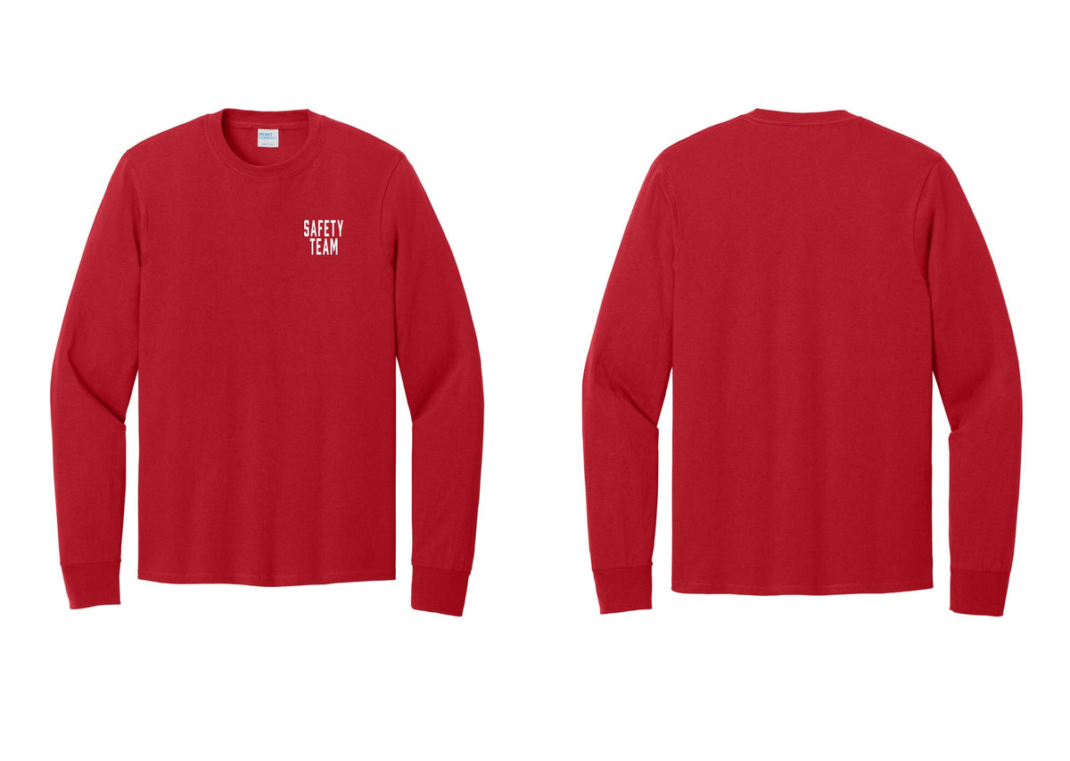 NYC Factory Safety Team Cotton Long Sleeve T-Shirt (Classic) - Chest Only - Red