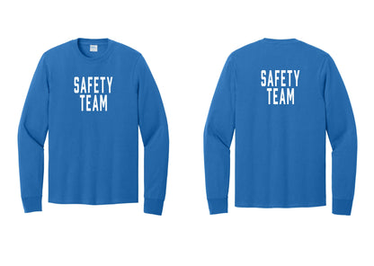 NYC Factory Safety Team Cotton Long Sleeve T-Shirt (Classic) - Front + Back - Royal